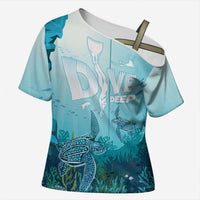 Personalized Dominica Freediving Cross Shoulder Shirt Leatherback Sea Turtle Ocean Style