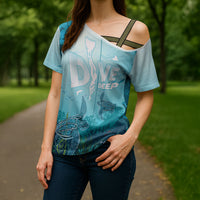 Personalized Dominica Freediving Cross Shoulder Shirt Leatherback Sea Turtle Ocean Style