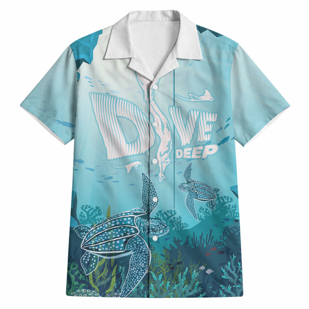 Personalized Dominica Freediving Hawaiian Shirt Leatherback Sea Turtle Ocean Style