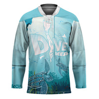 Personalized Dominica Freediving Hockey Jersey Leatherback Sea Turtle Ocean Style