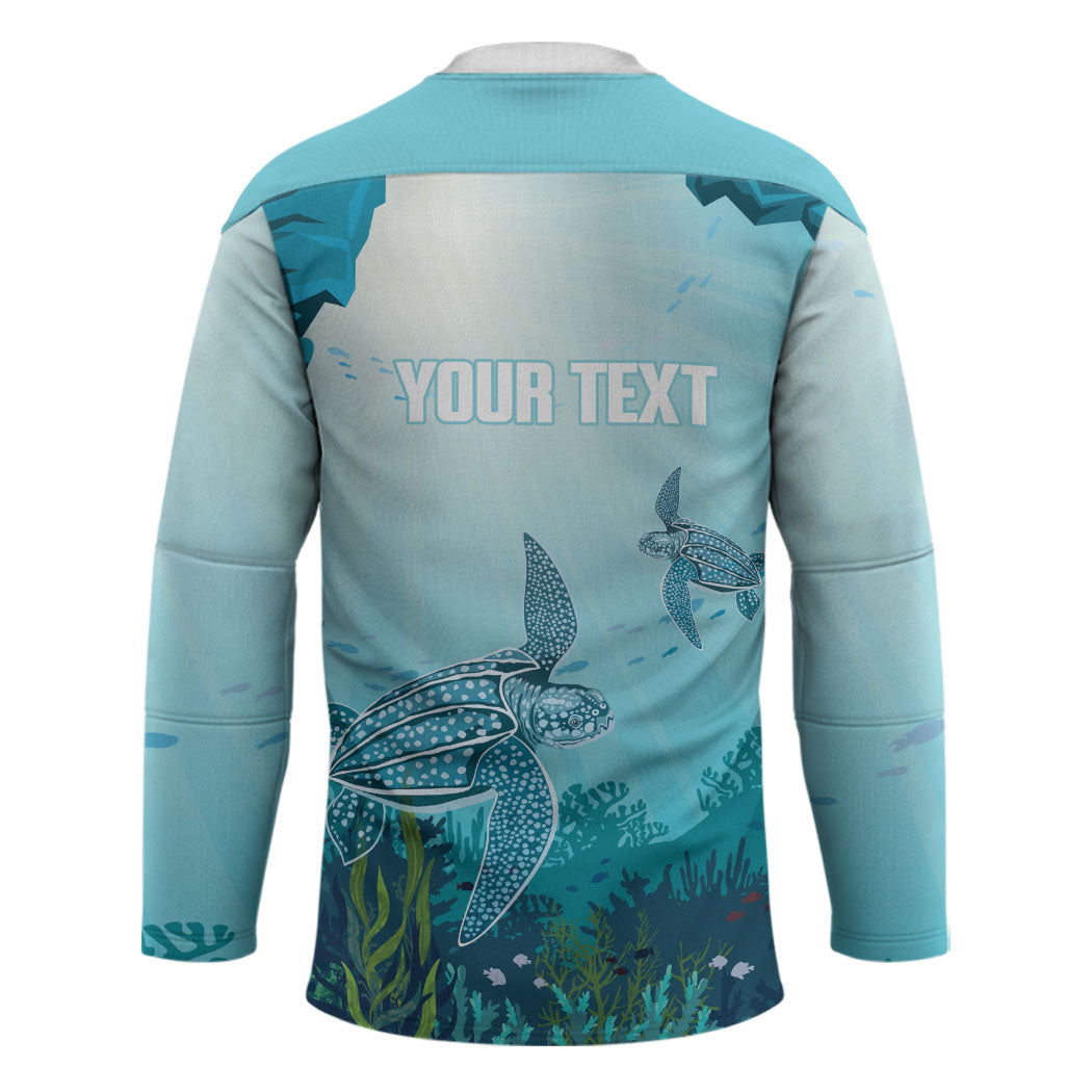 Personalized Dominica Freediving Hockey Jersey Leatherback Sea Turtle Ocean Style