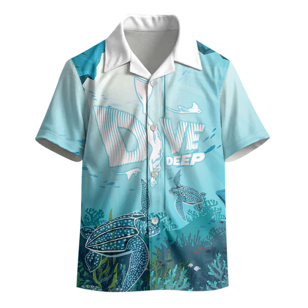 Personalized Dominica Freediving Kid Hawaiian Shirt Leatherback Sea Turtle Ocean Style