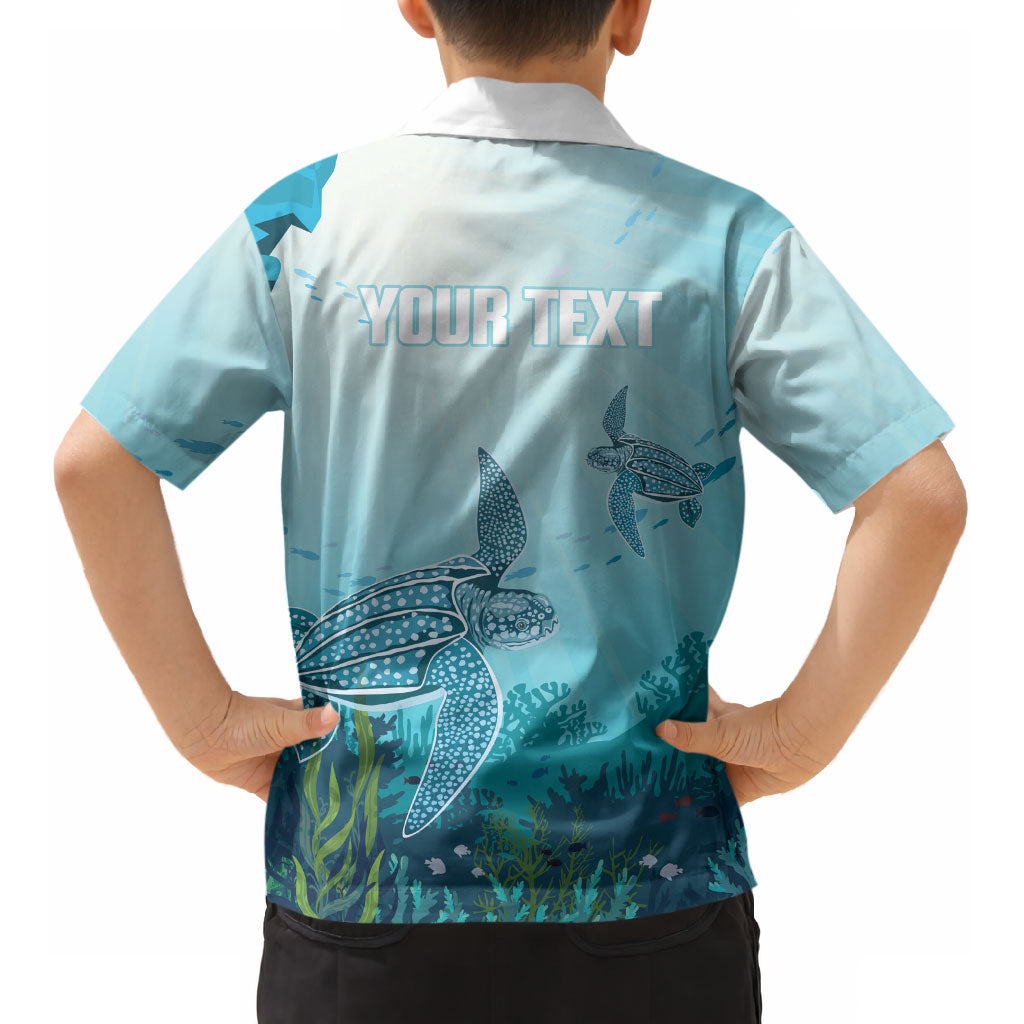 Personalized Dominica Freediving Kid Hawaiian Shirt Leatherback Sea Turtle Ocean Style