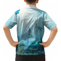 Personalized Dominica Freediving Kid Hawaiian Shirt Leatherback Sea Turtle Ocean Style