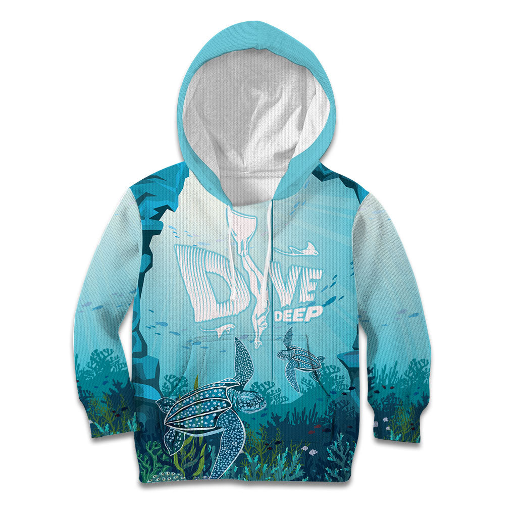 Personalized Dominica Freediving Kid Hoodie Leatherback Sea Turtle Ocean Style