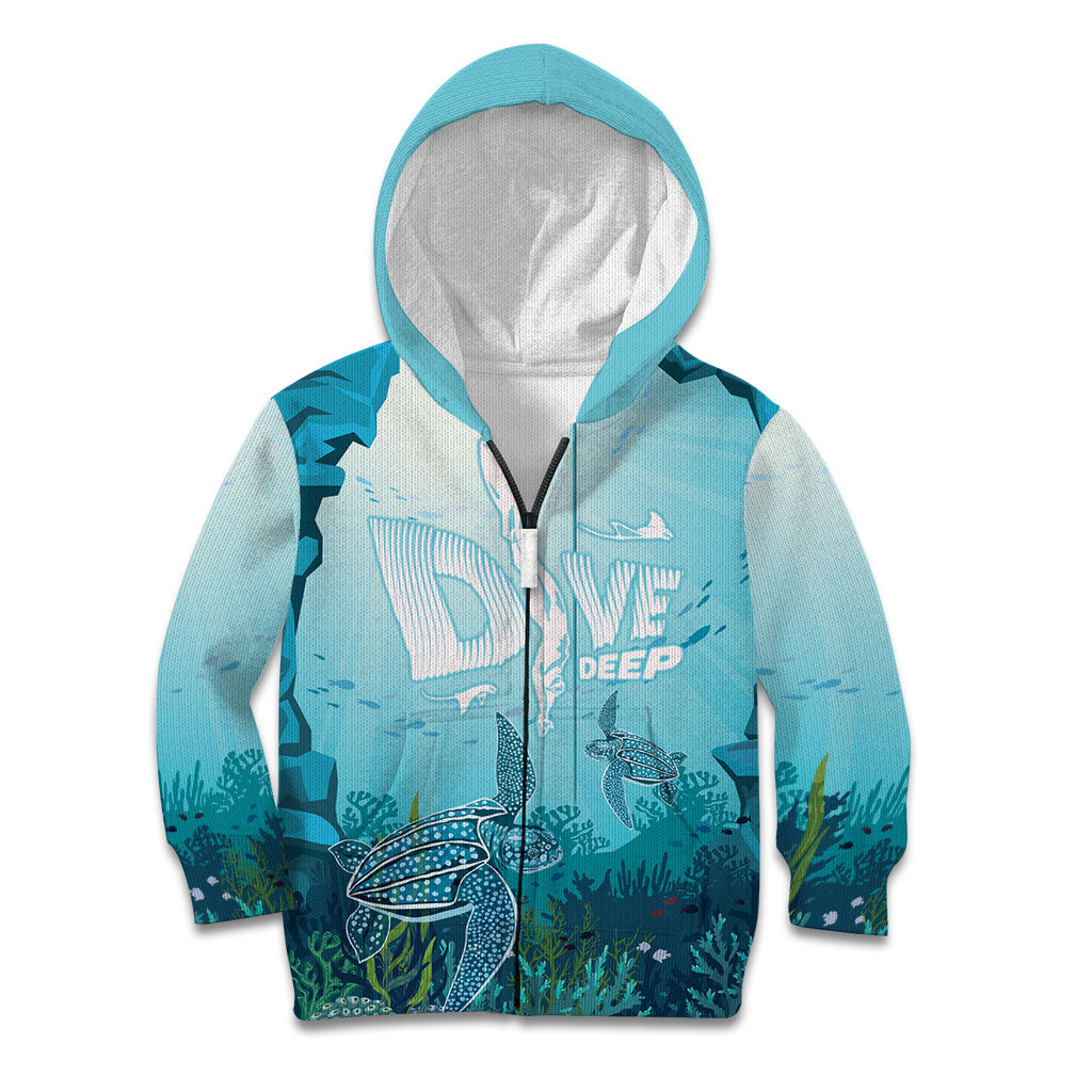 Personalized Dominica Freediving Kid Hoodie Leatherback Sea Turtle Ocean Style