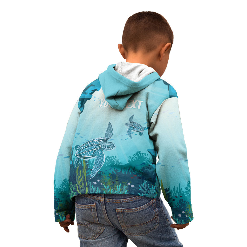 Personalized Dominica Freediving Kid Hoodie Leatherback Sea Turtle Ocean Style