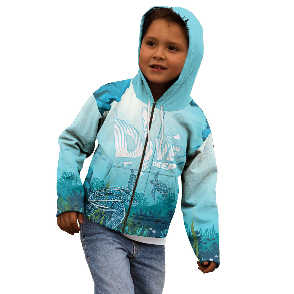 Personalized Dominica Freediving Kid Hoodie Leatherback Sea Turtle Ocean Style