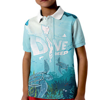 Personalized Dominica Freediving Kid Polo Shirt Leatherback Sea Turtle Ocean Style