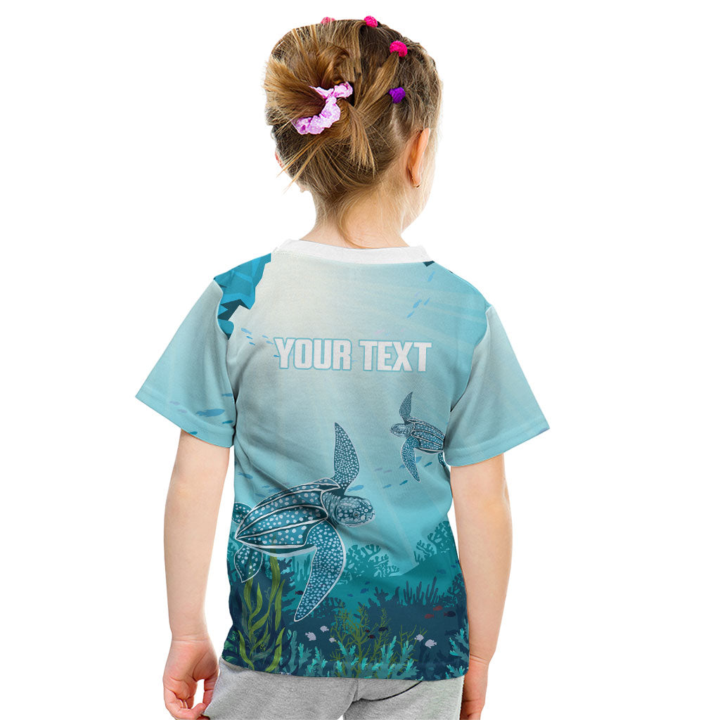 Personalized Dominica Freediving Kid T Shirt Leatherback Sea Turtle Ocean Style