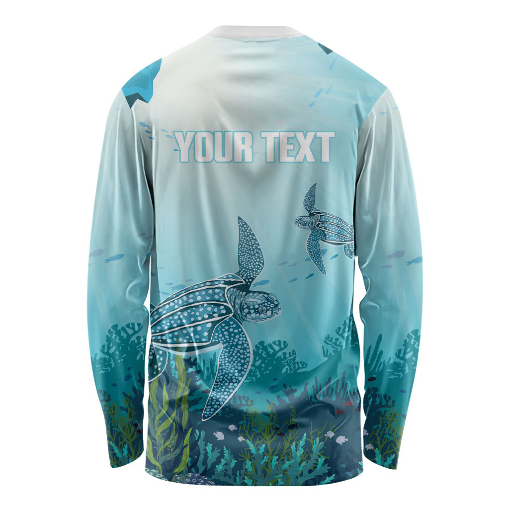 Personalized Dominica Freediving Long Sleeve Shirt Leatherback Sea Turtle Ocean Style
