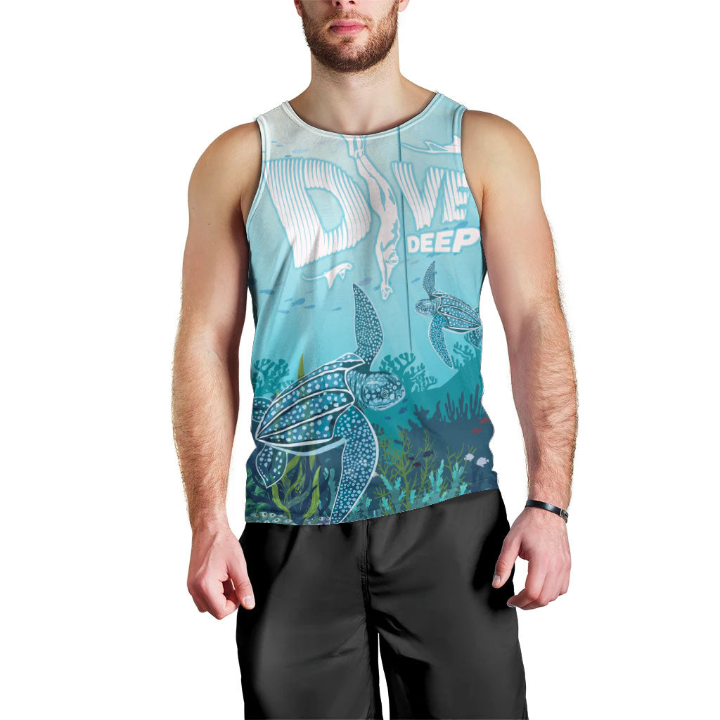 Personalized Dominica Freediving Men Tank Top Leatherback Sea Turtle Ocean Style