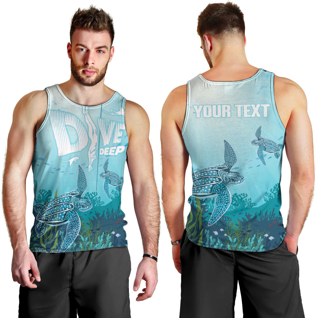 Personalized Dominica Freediving Men Tank Top Leatherback Sea Turtle Ocean Style