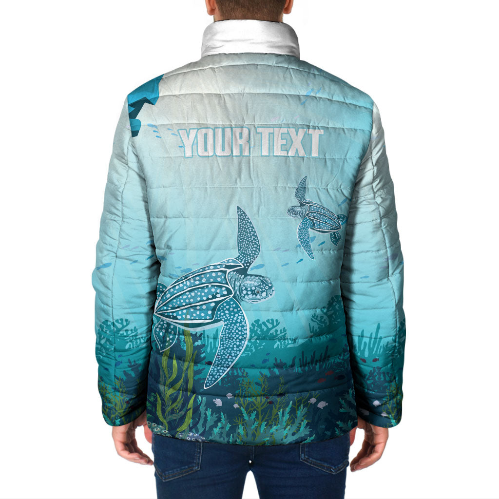 Personalized Dominica Freediving Padded Jacket Leatherback Sea Turtle Ocean Style