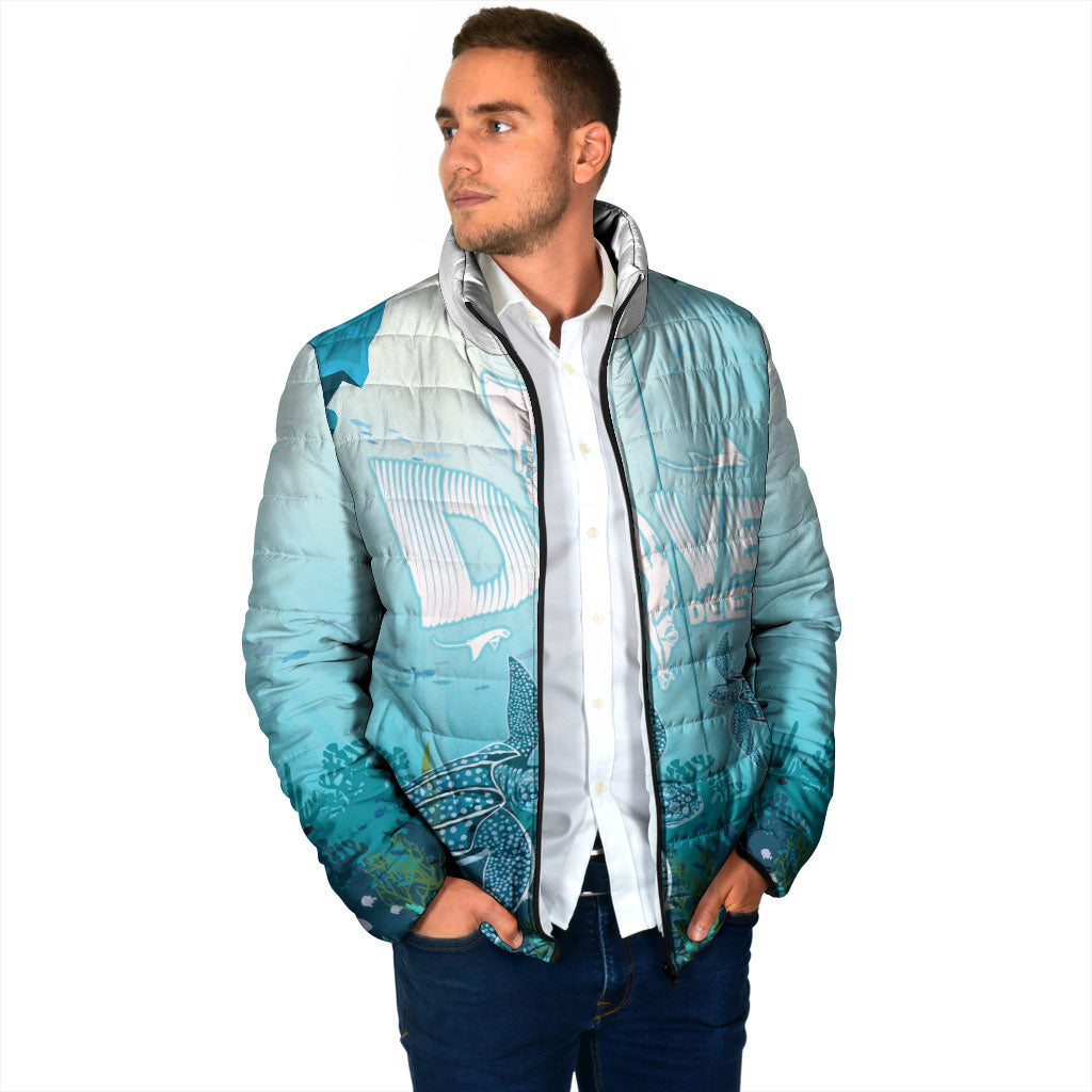 Personalized Dominica Freediving Padded Jacket Leatherback Sea Turtle Ocean Style