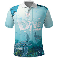 Personalized Dominica Freediving Polo Shirt Leatherback Sea Turtle Ocean Style