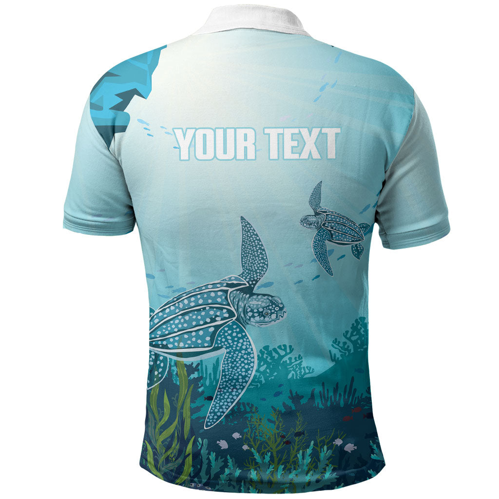 Personalized Dominica Freediving Polo Shirt Leatherback Sea Turtle Ocean Style