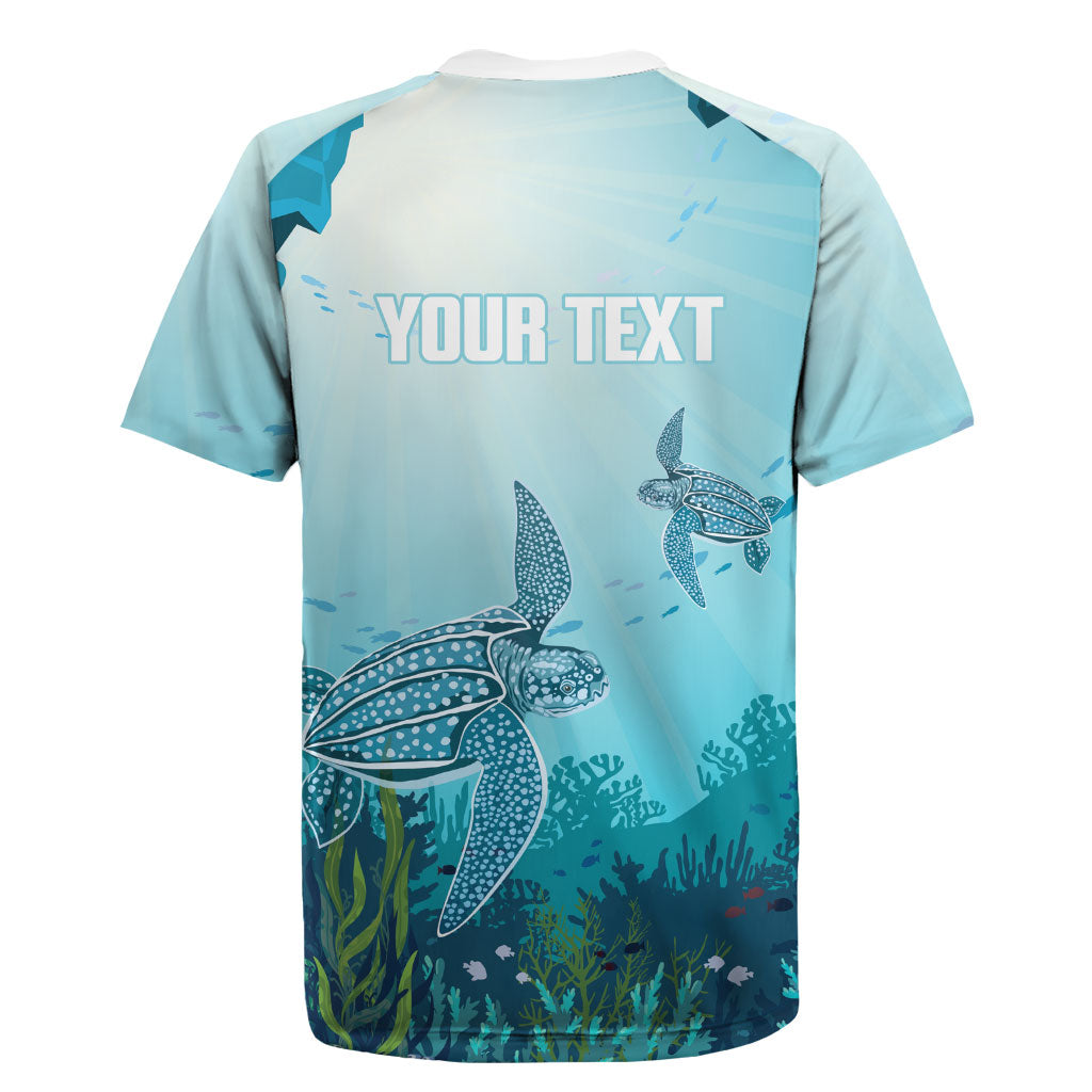 Personalized Dominica Freediving Rugby Jersey Leatherback Sea Turtle Ocean Style