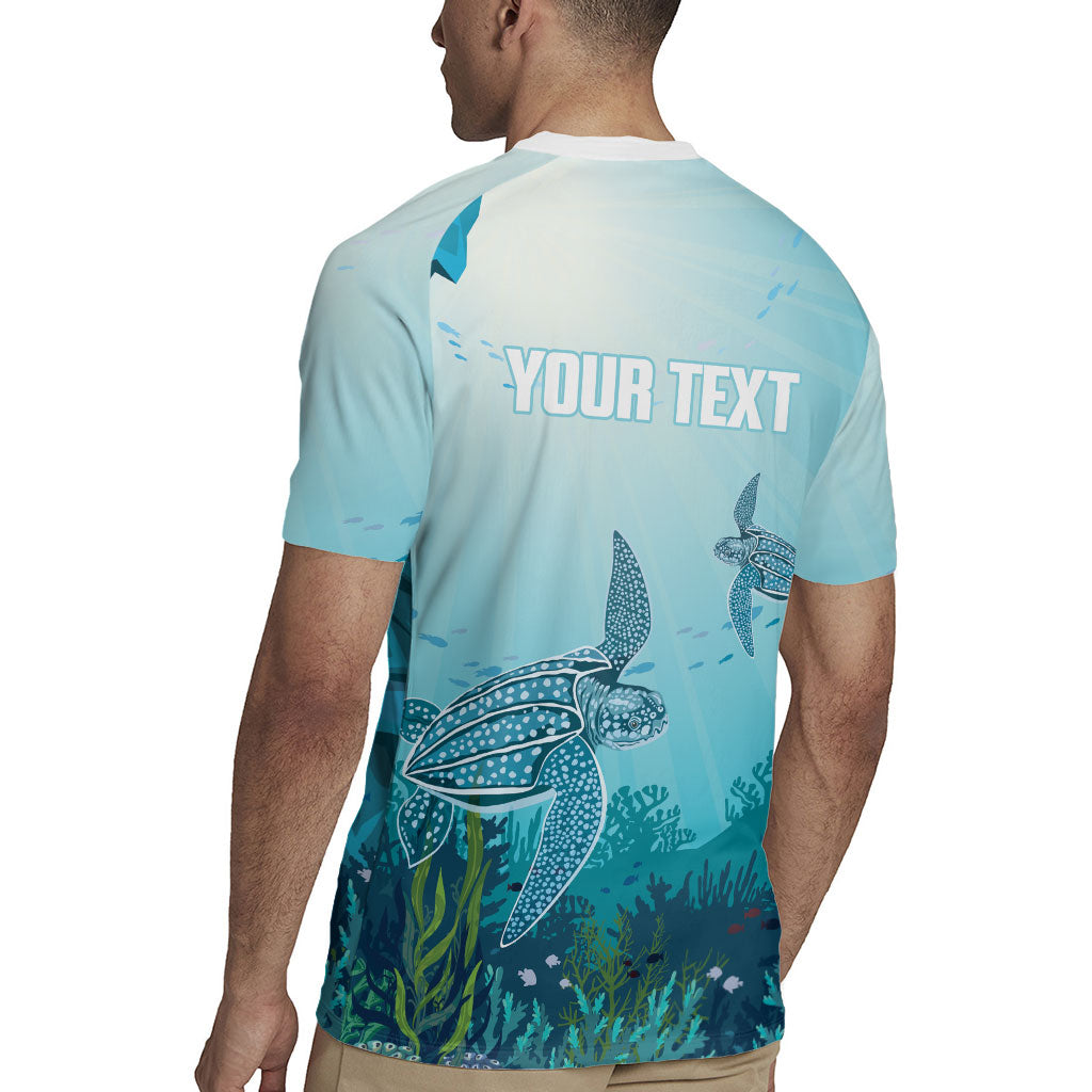 Personalized Dominica Freediving Rugby Jersey Leatherback Sea Turtle Ocean Style