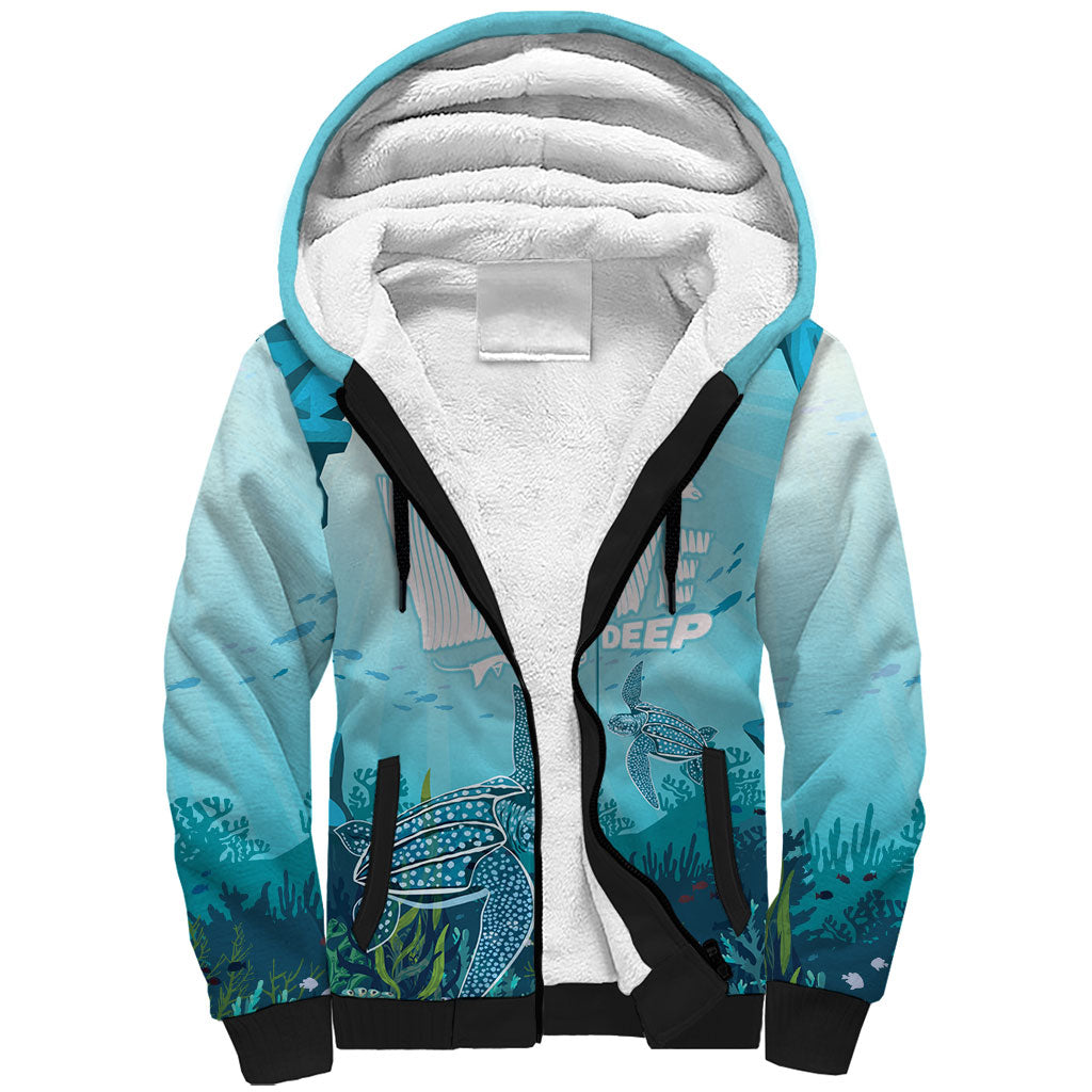 Personalized Dominica Freediving Sherpa Hoodie Leatherback Sea Turtle Ocean Style