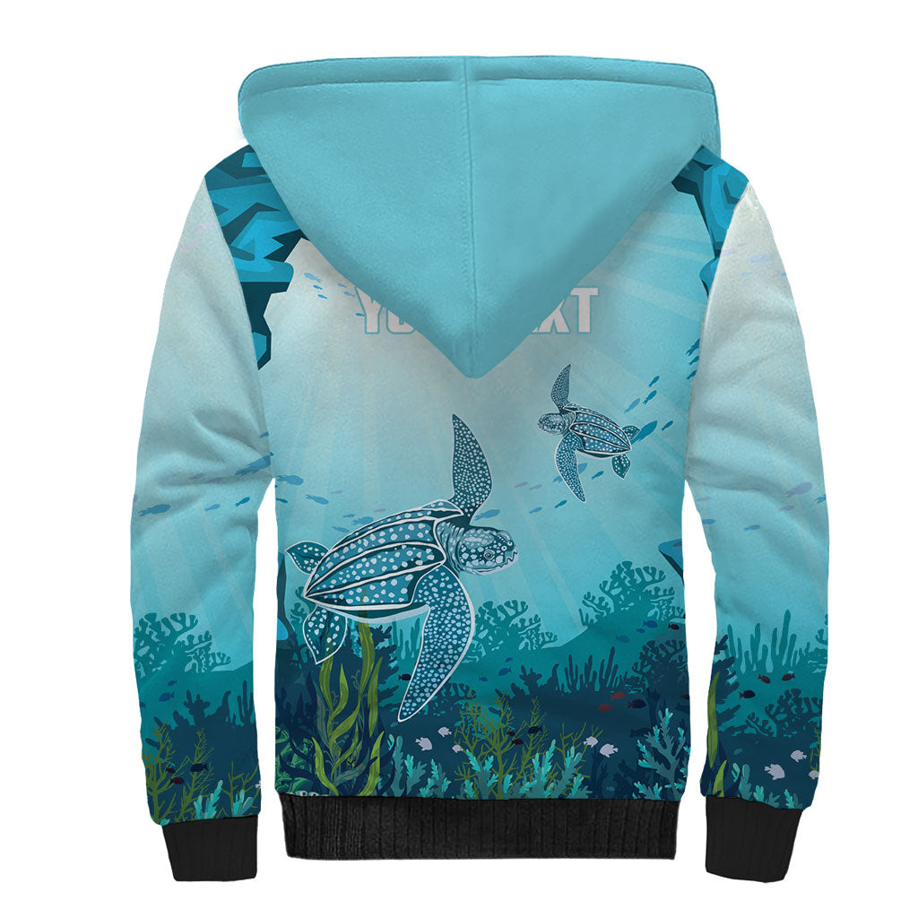 Personalized Dominica Freediving Sherpa Hoodie Leatherback Sea Turtle Ocean Style