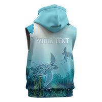 Personalized Dominica Freediving Sleeveless Hoodie Leatherback Sea Turtle Ocean Style