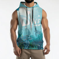 Personalized Dominica Freediving Sleeveless Hoodie Leatherback Sea Turtle Ocean Style