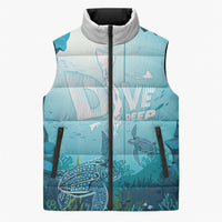 Personalized Dominica Freediving Sleeveless Puffer Jacket Leatherback Sea Turtle Ocean Style