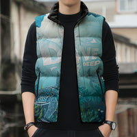 Personalized Dominica Freediving Sleeveless Puffer Jacket Leatherback Sea Turtle Ocean Style