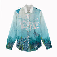 Personalized Dominica Freediving Women Casual Shirt Leatherback Sea Turtle Ocean Style