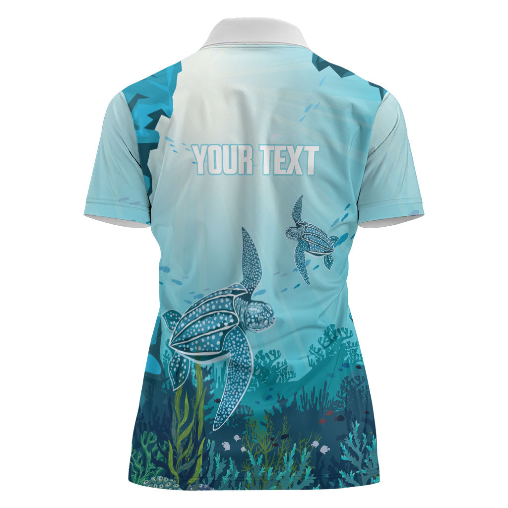 Personalized Dominica Freediving Women Polo Shirt Leatherback Sea Turtle Ocean Style