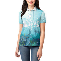 Personalized Dominica Freediving Women Polo Shirt Leatherback Sea Turtle Ocean Style