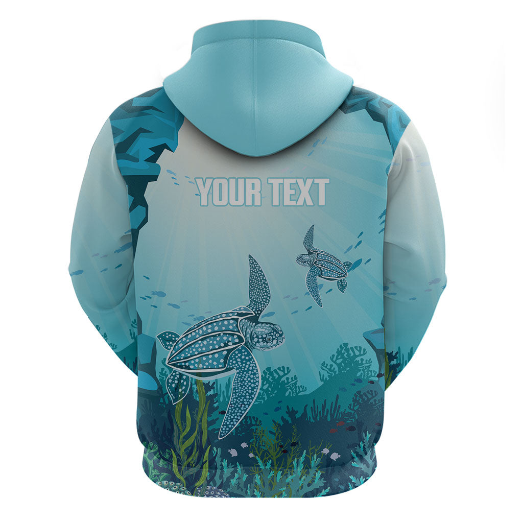 Personalized Dominica Freediving Zip Hoodie Leatherback Sea Turtle Ocean Style