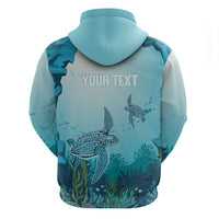 Personalized Dominica Freediving Zip Hoodie Leatherback Sea Turtle Ocean Style