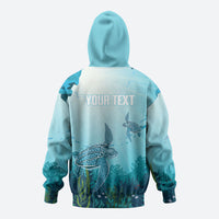 Personalized Dominica Freediving Zip Hoodie Leatherback Sea Turtle Ocean Style