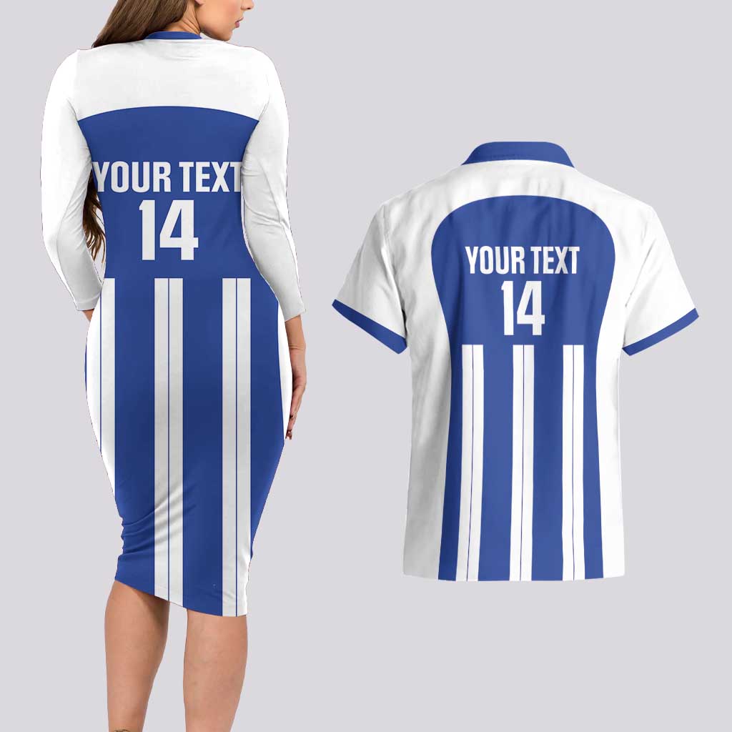 Universidad Dominican Republic Football Custom Couples Matching Long Sleeve Bodycon Dress and Hawaiian Shirt 2025 Go Champions - Wonder Print Shop