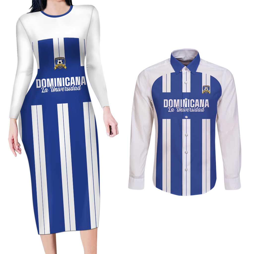 Universidad Dominican Republic Football Custom Couples Matching Long Sleeve Bodycon Dress and Long Sleeve Button Shirt 2025 Go Champions - Wonder Print Shop