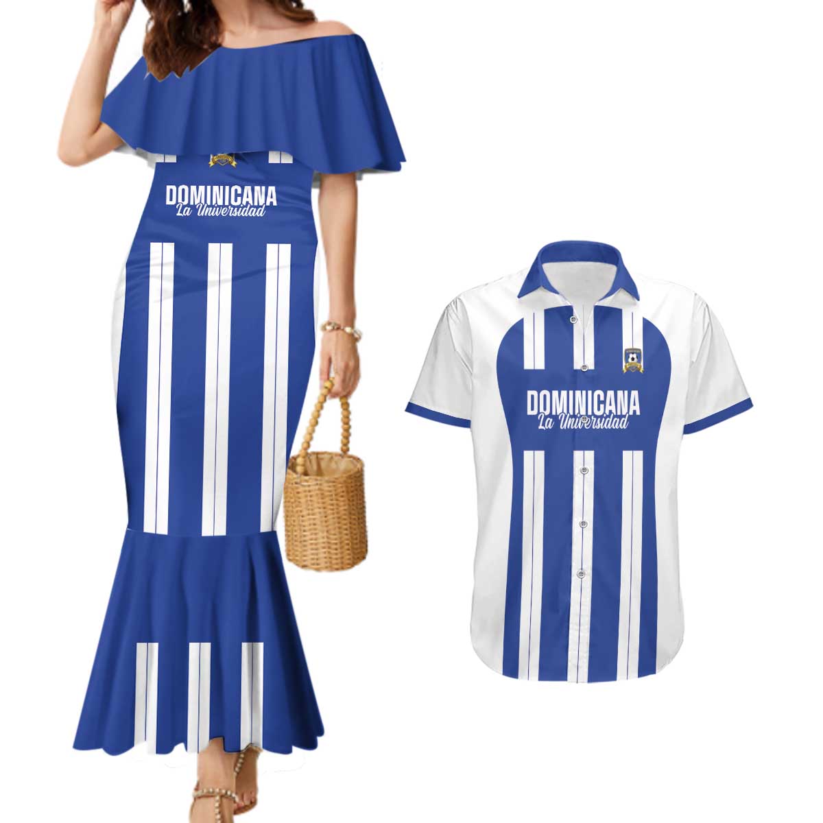 Universidad Dominican Republic Football Custom Couples Matching Mermaid Dress and Hawaiian Shirt 2025 Go Champions - Wonder Print Shop