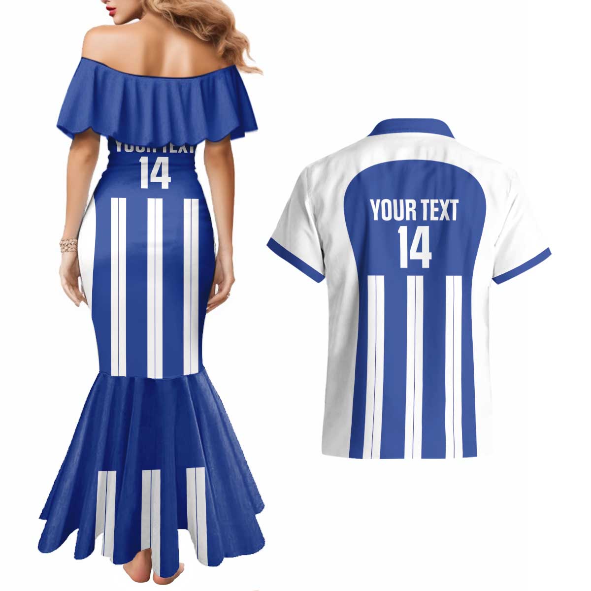 Universidad Dominican Republic Football Custom Couples Matching Mermaid Dress and Hawaiian Shirt 2025 Go Champions - Wonder Print Shop