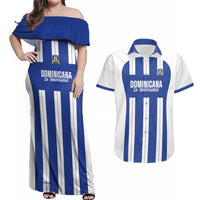 Universidad Dominican Republic Football Custom Couples Matching Off Shoulder Maxi Dress and Hawaiian Shirt 2025 Go Champions - Wonder Print Shop