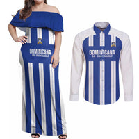Universidad Dominican Republic Football Custom Couples Matching Off Shoulder Maxi Dress and Long Sleeve Button Shirt 2025 Go Champions - Wonder Print Shop