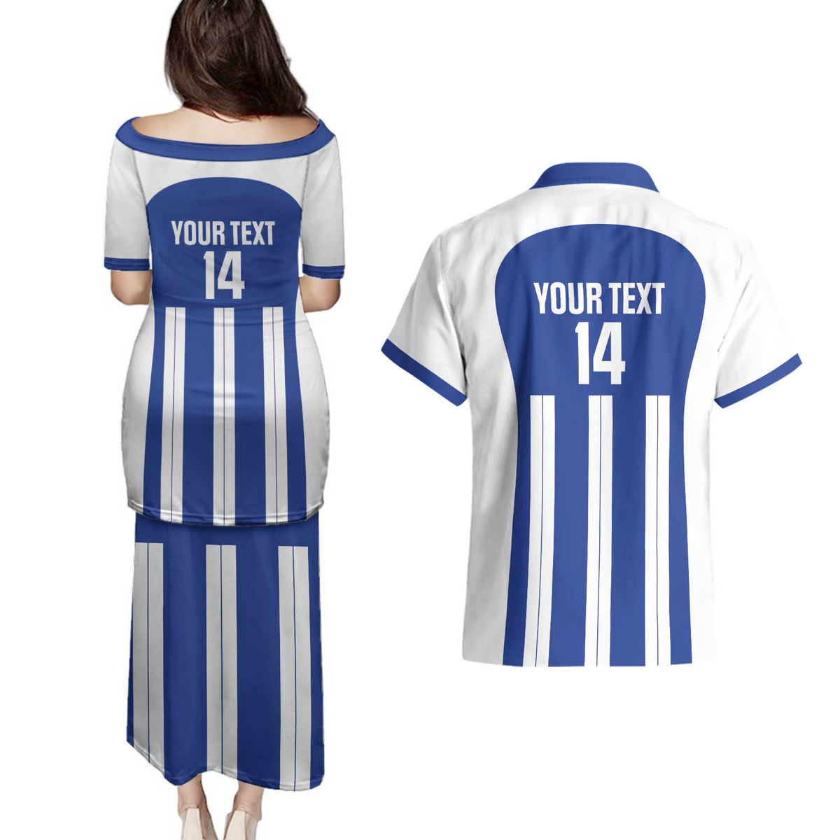 Universidad Dominican Republic Football Custom Couples Matching Puletasi and Hawaiian Shirt 2025 Go Champions - Wonder Print Shop