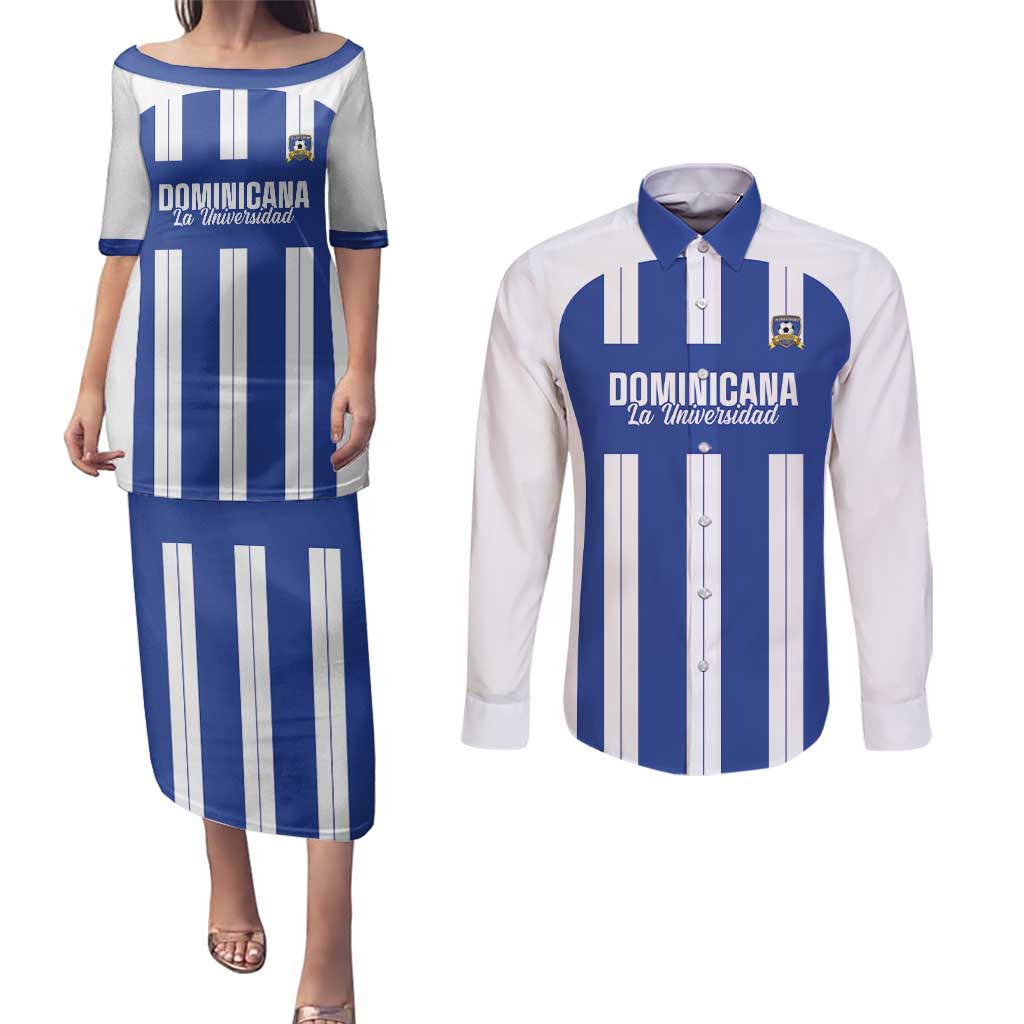Universidad Dominican Republic Football Custom Couples Matching Puletasi and Long Sleeve Button Shirt 2025 Go Champions - Wonder Print Shop