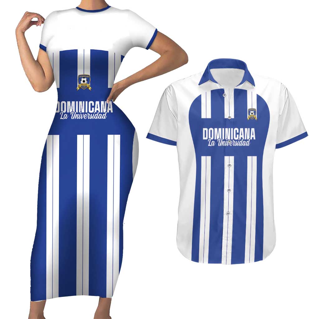Universidad Dominican Republic Football Custom Couples Matching Short Sleeve Bodycon Dress and Hawaiian Shirt 2025 Go Champions - Wonder Print Shop