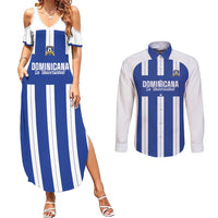 Universidad Dominican Republic Football Custom Couples Matching Summer Maxi Dress and Long Sleeve Button Shirt 2025 Go Champions - Wonder Print Shop