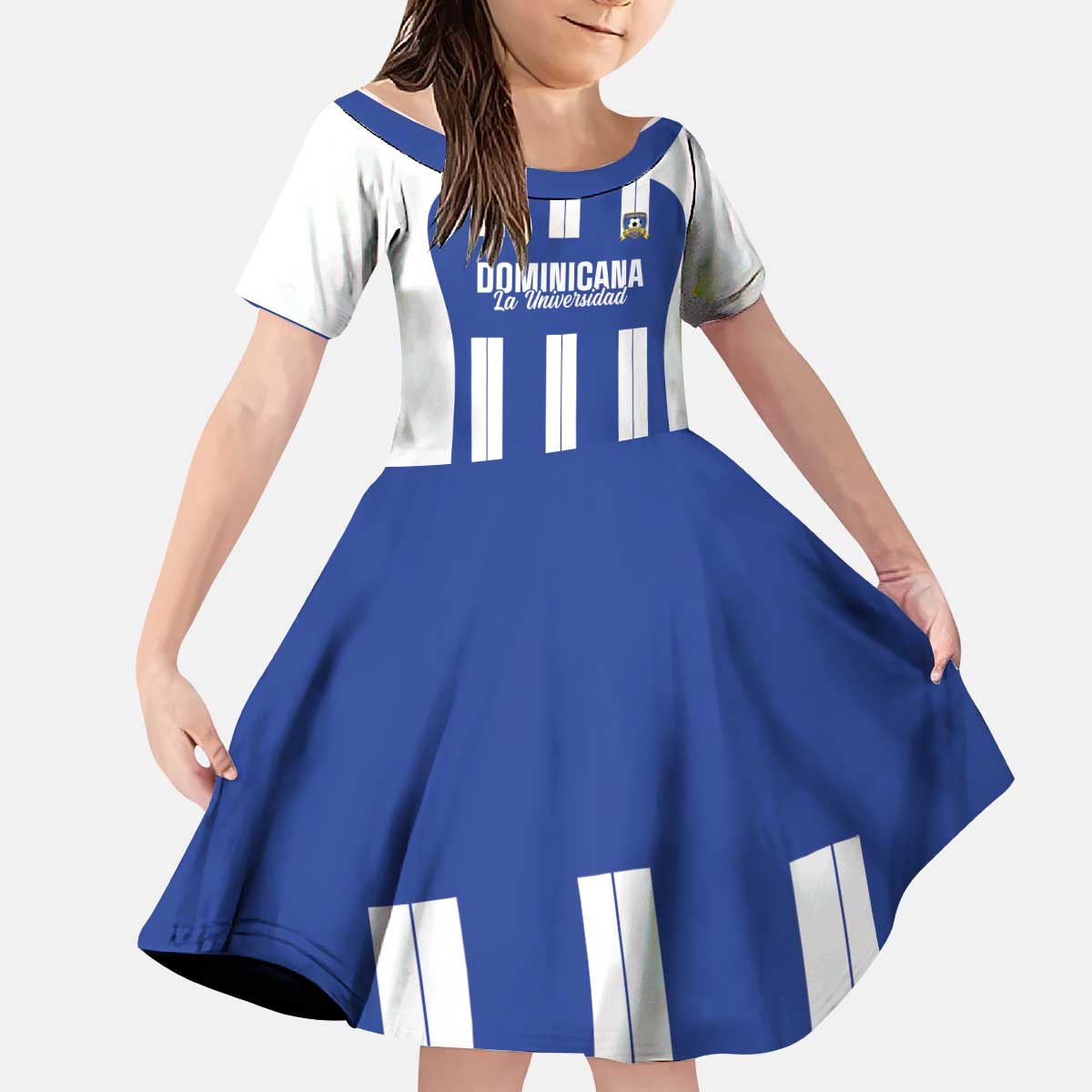 Universidad Dominican Republic Football Custom Kid Short Sleeve Dress 2025 Go Champions - Wonder Print Shop