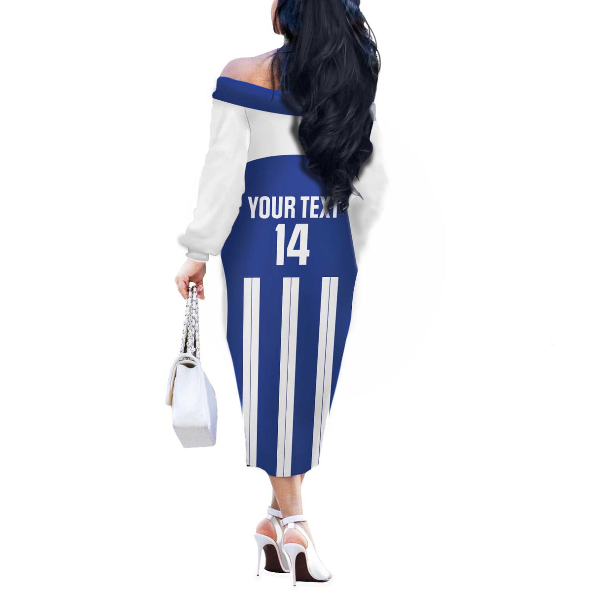 Universidad Dominican Republic Football Custom Off The Shoulder Long Sleeve Dress 2025 Go Champions - Wonder Print Shop