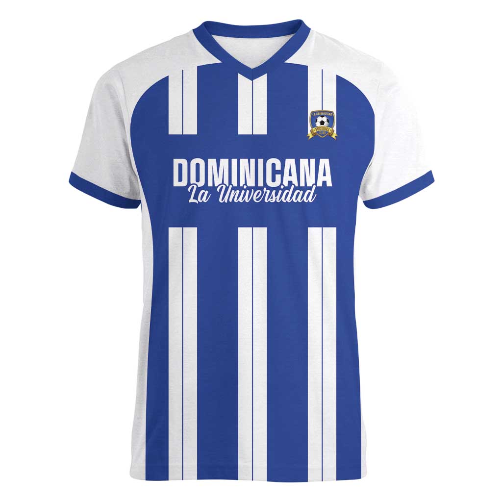 Universidad Dominican Republic Football Custom Women V-Neck T-Shirt 2025 Go Champions - Wonder Print Shop