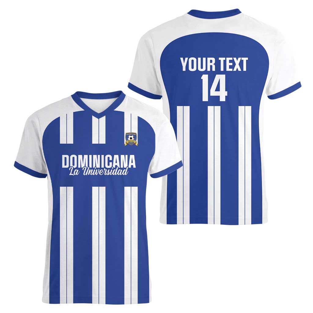 Universidad Dominican Republic Football Custom Women V-Neck T-Shirt 2025 Go Champions - Wonder Print Shop