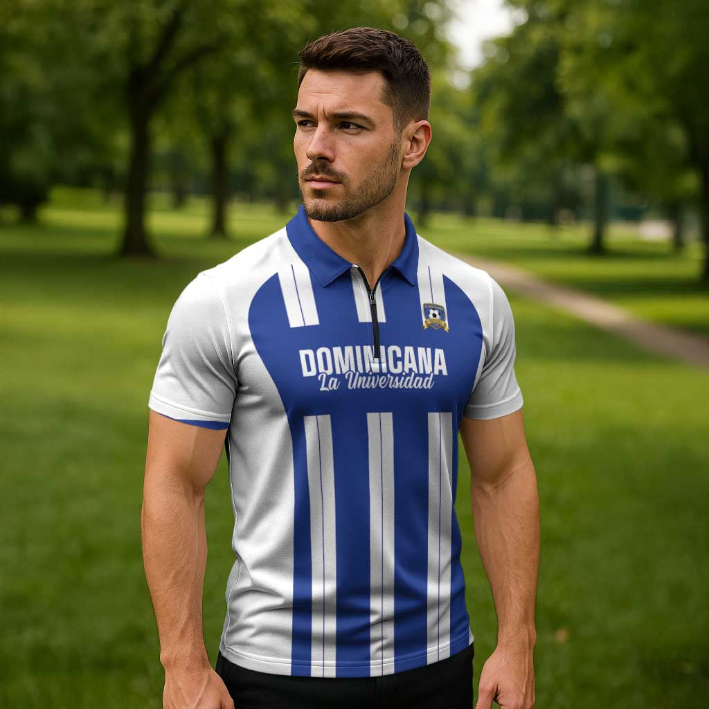 Universidad Dominican Republic Football Custom Zipper Polo Shirt 2025 Go Champions - Wonder Print Shop